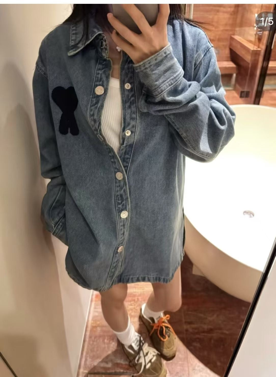 AMI 刺繡大logo牛仔裇衫