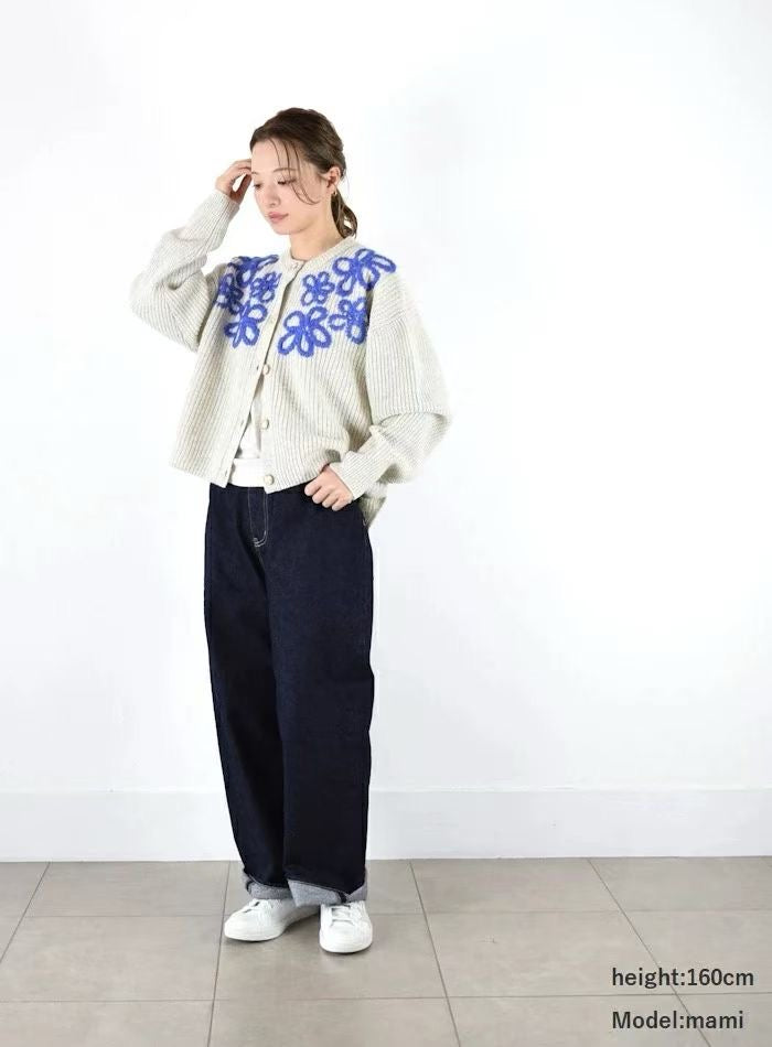 日本貴牌tumugu手工刺繡羊毛cardigan