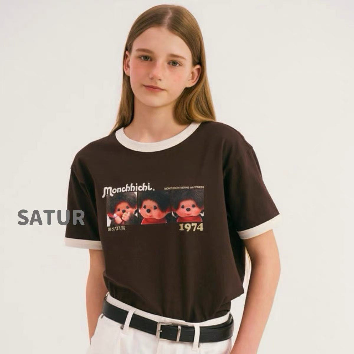 Satur x monchhichi 撞色 tee