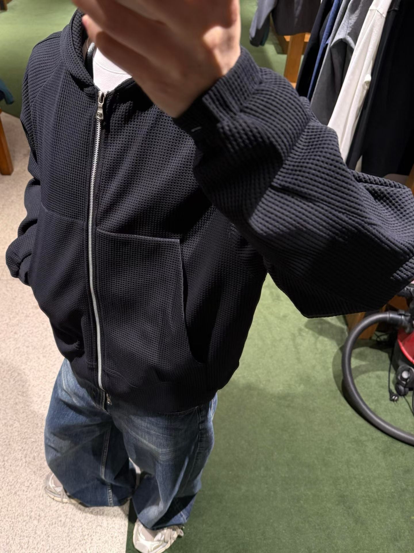 Stussy double layer waffle zip hoodies