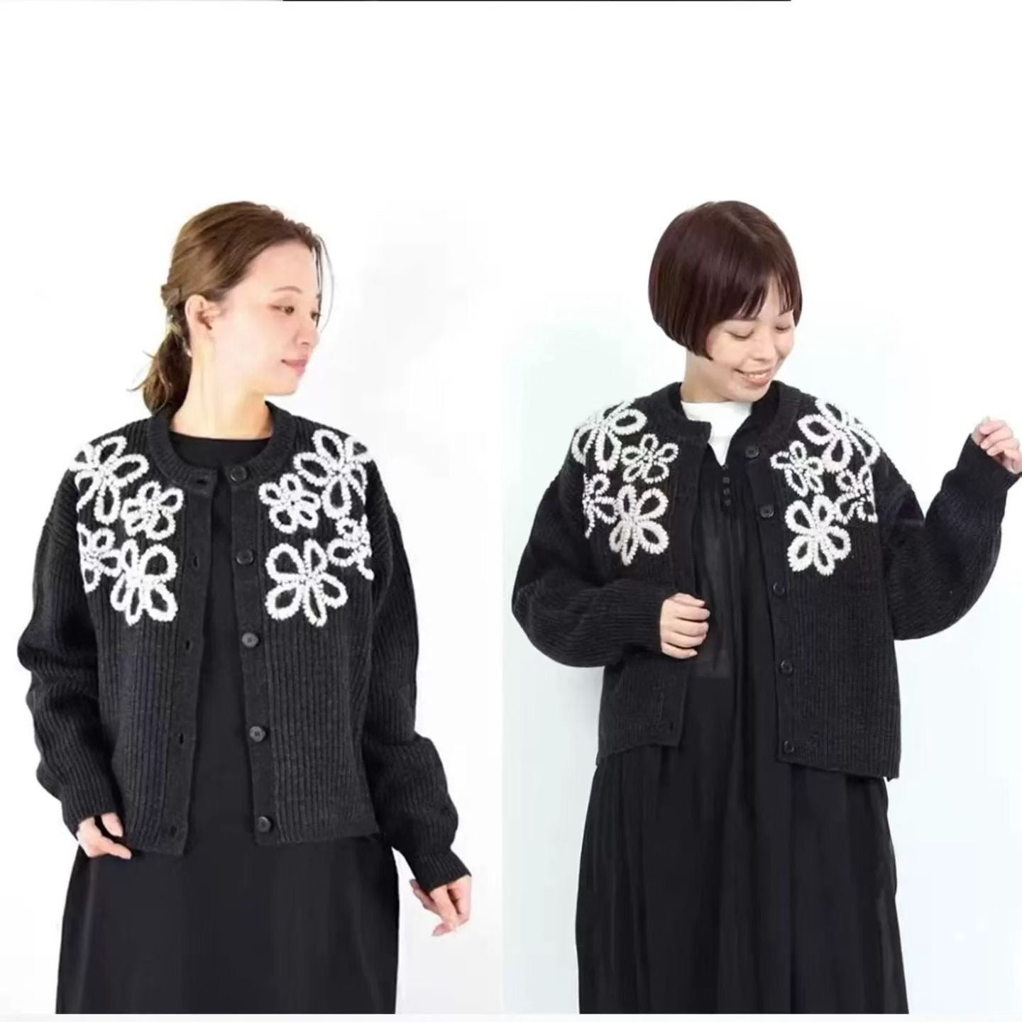 日本貴牌tumugu手工刺繡羊毛cardigan