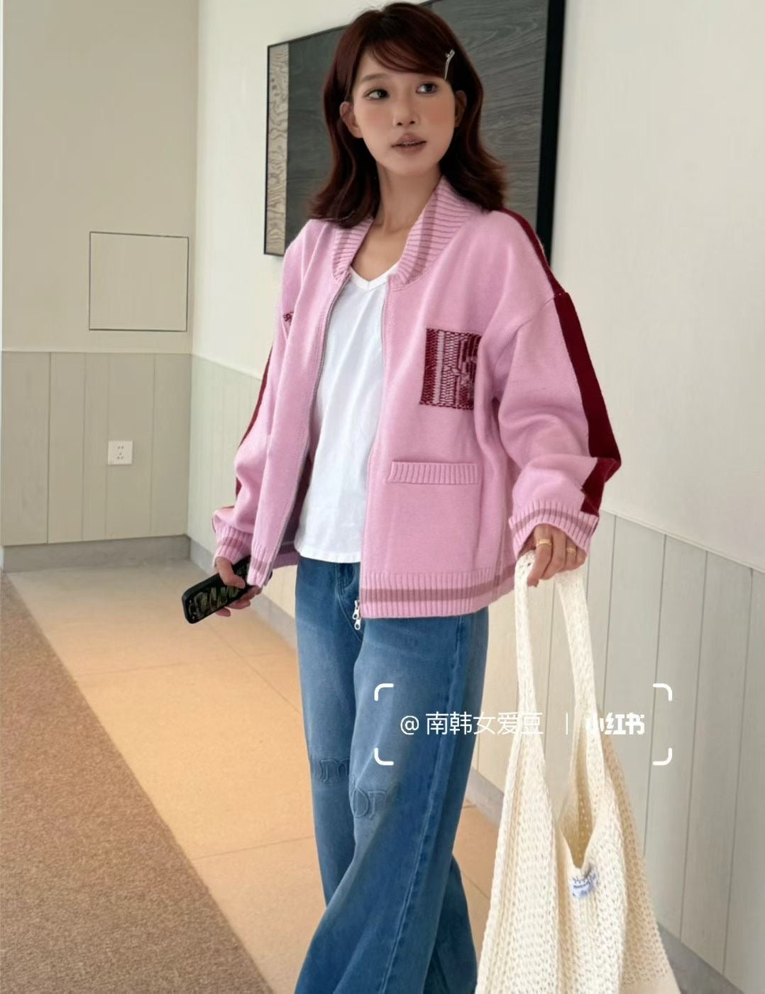 Matin Kim針織zip jacket