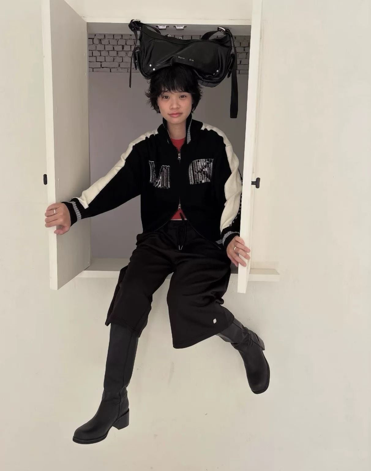 Matin Kim針織zip jacket