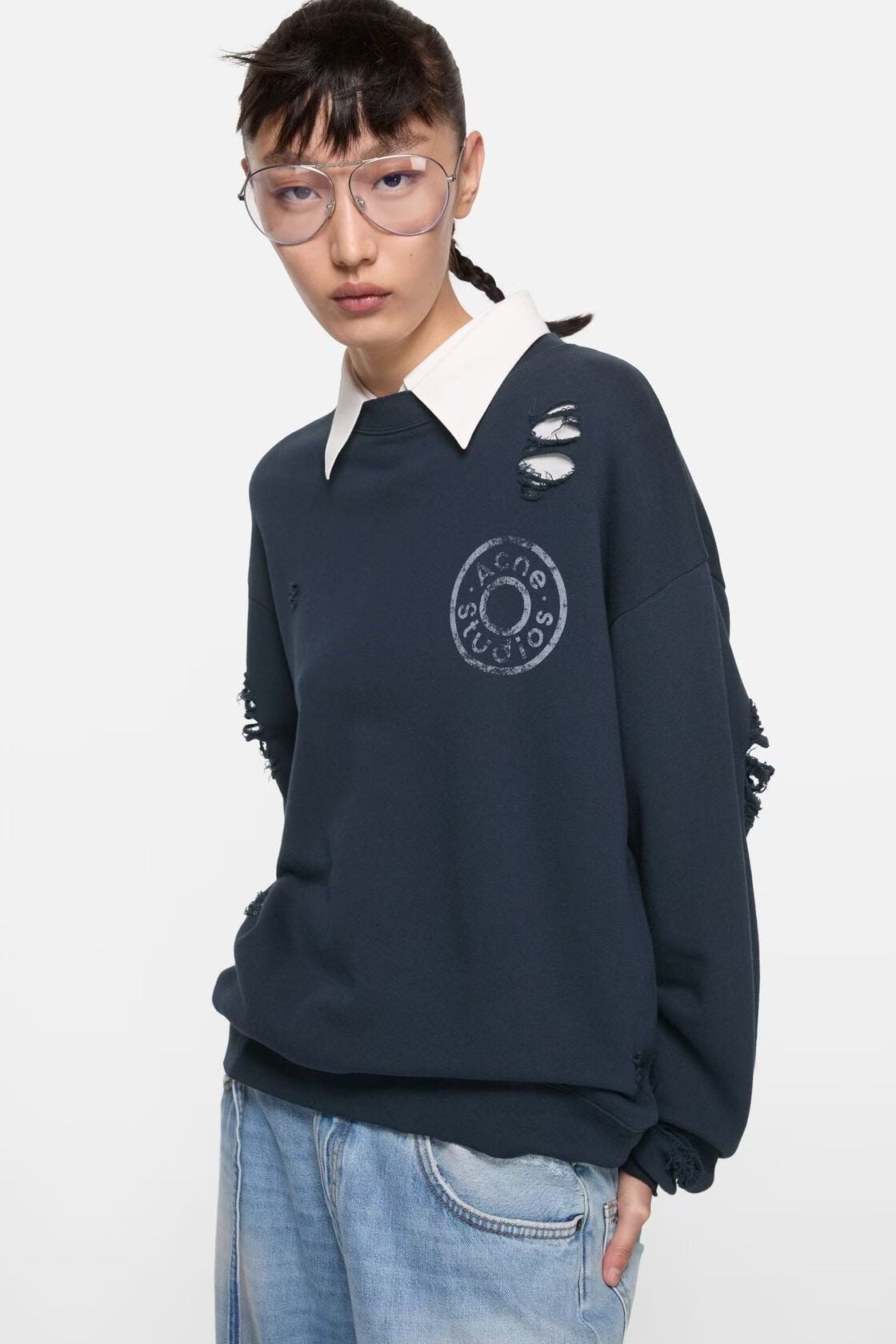 Acne studios 徽章破洞衛衣
