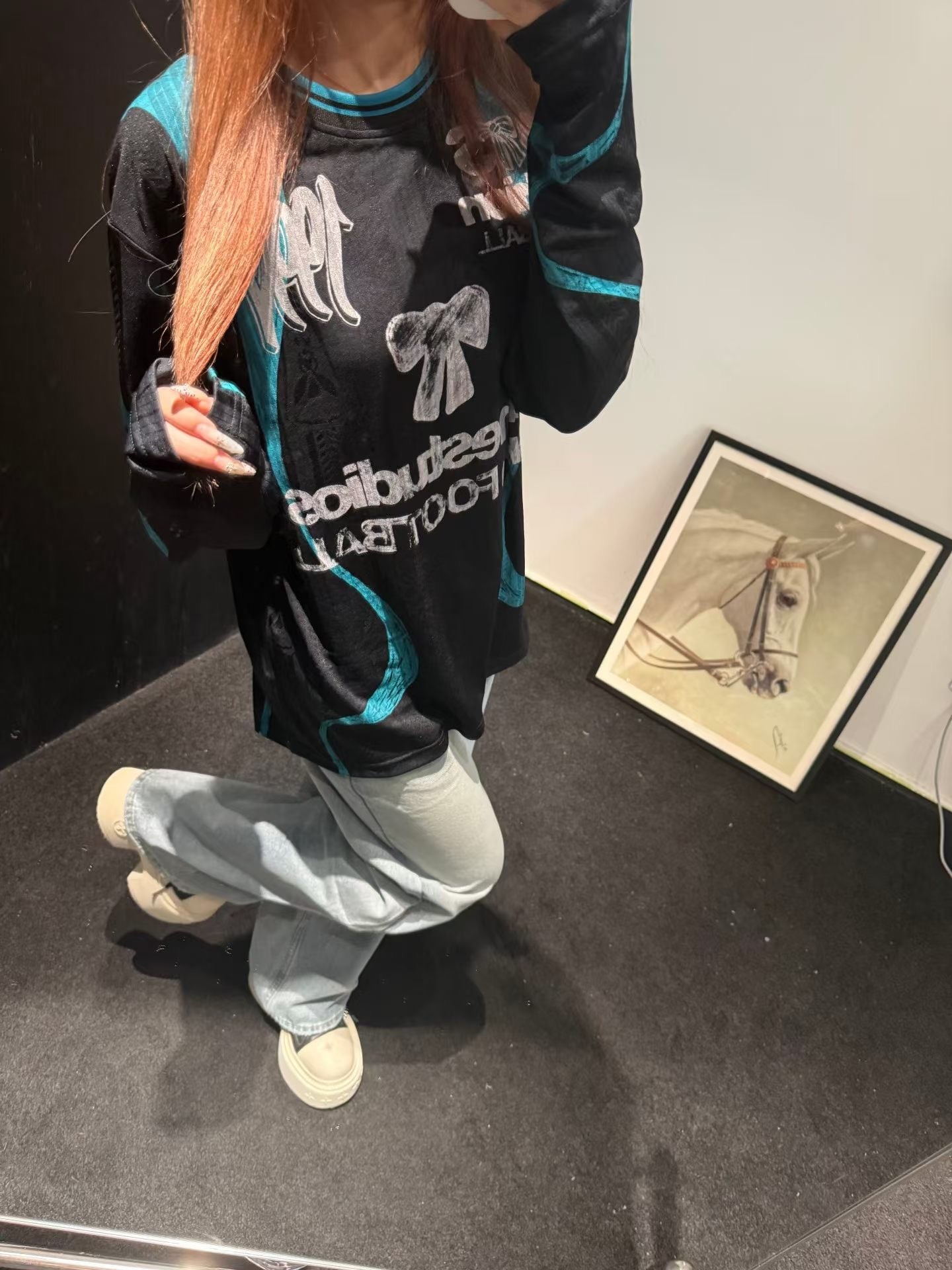 Acne studios 蝴蝶結足球長袖tee