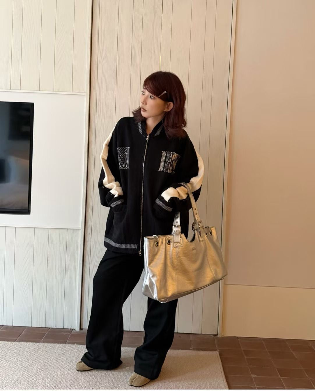 Matin Kim針織zip jacket