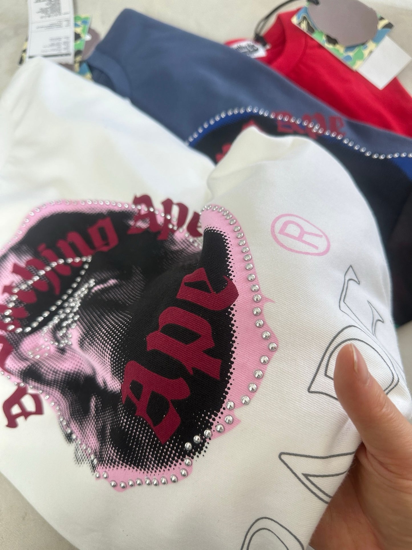 A bathing ape logo tee