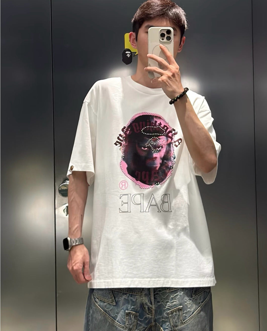 A bathing ape logo tee