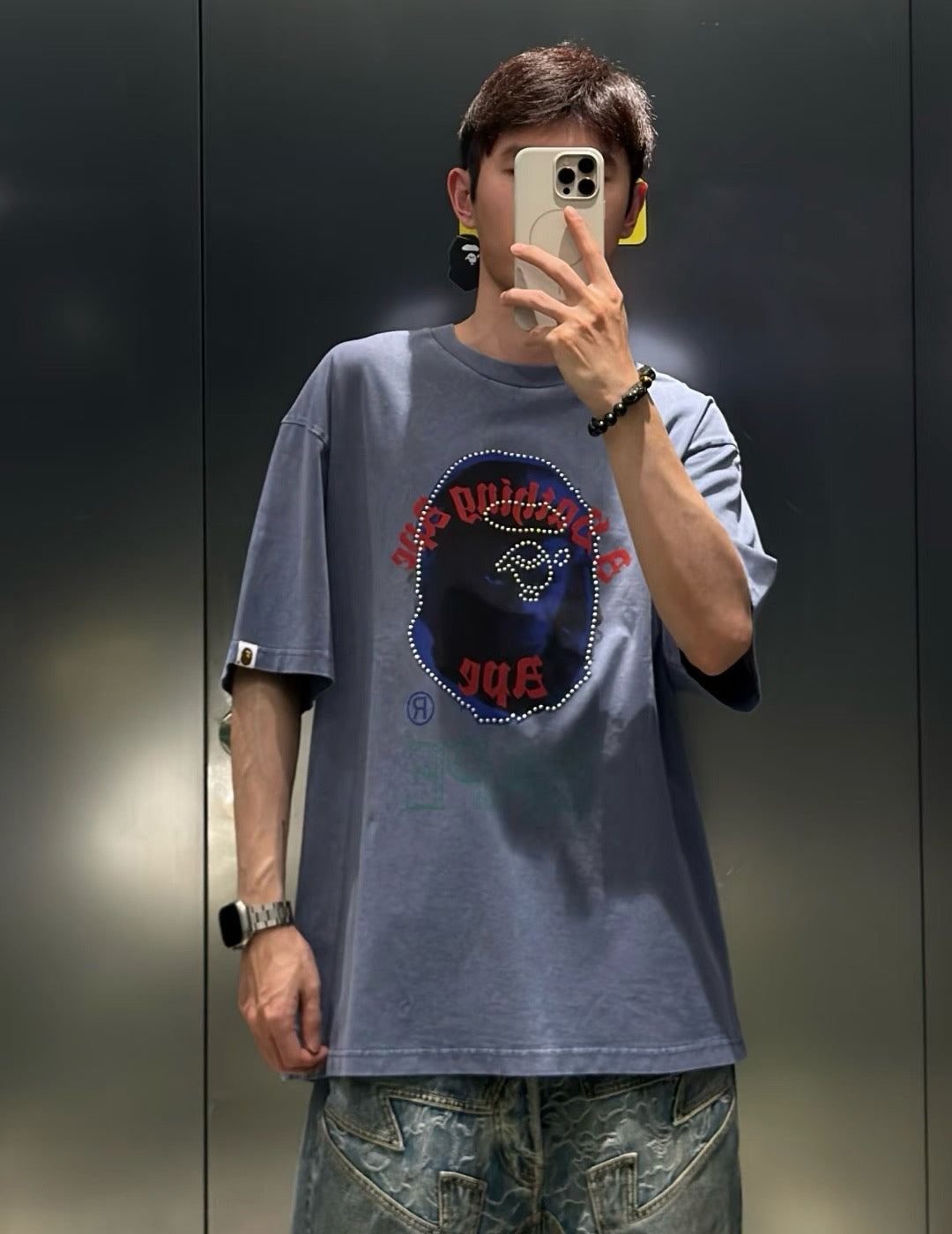 A bathing ape logo tee