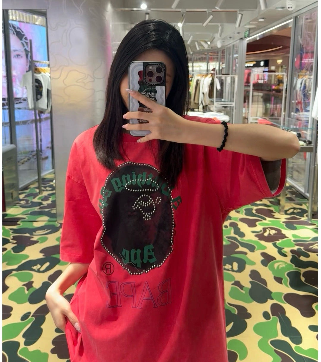 A bathing ape logo tee