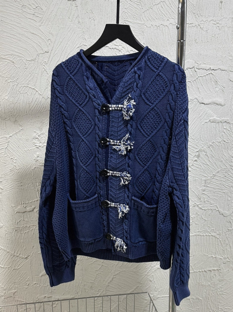 45R麻花針織cardigan