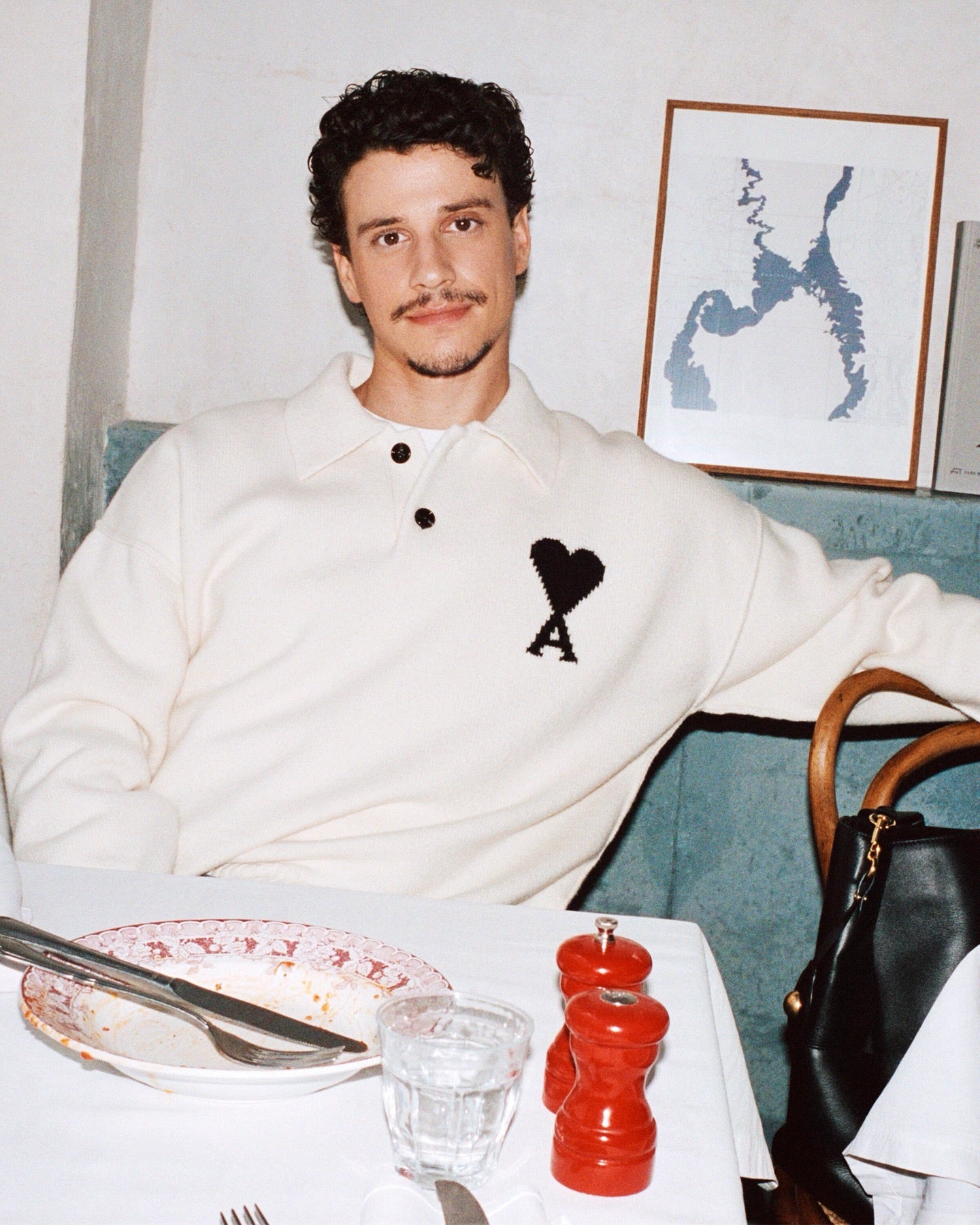 Ami羊毛料polo shirt