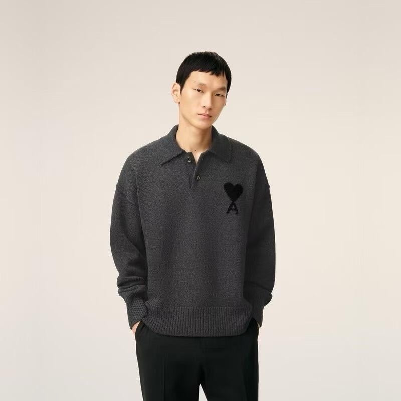 Ami羊毛料polo shirt