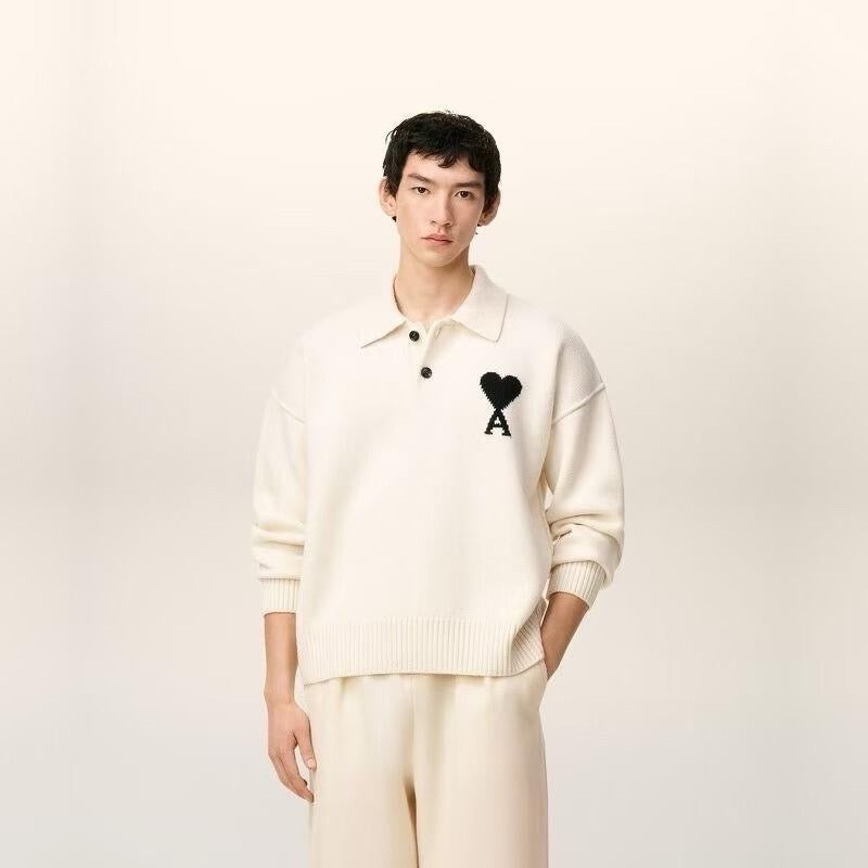 Ami羊毛料polo shirt