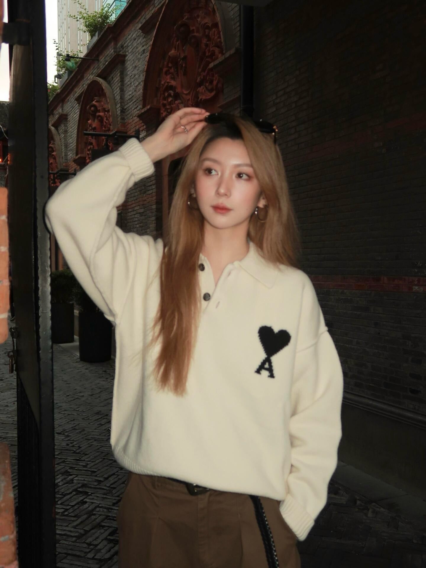 Ami羊毛料polo shirt