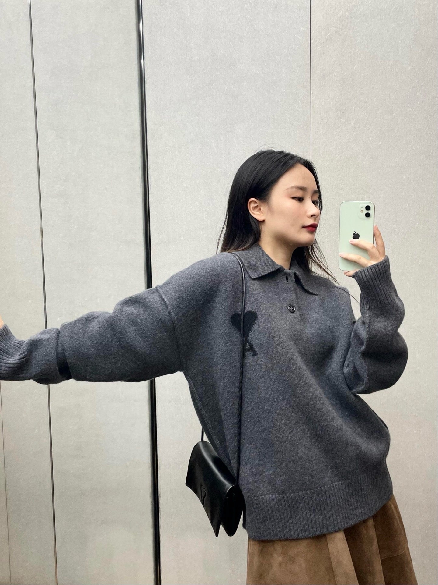 Ami羊毛料polo shirt