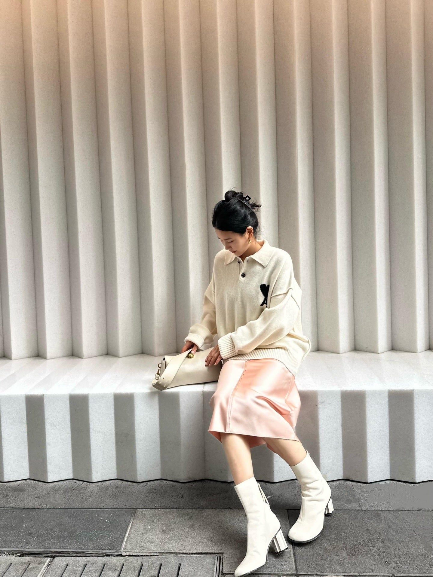 Ami羊毛料polo shirt