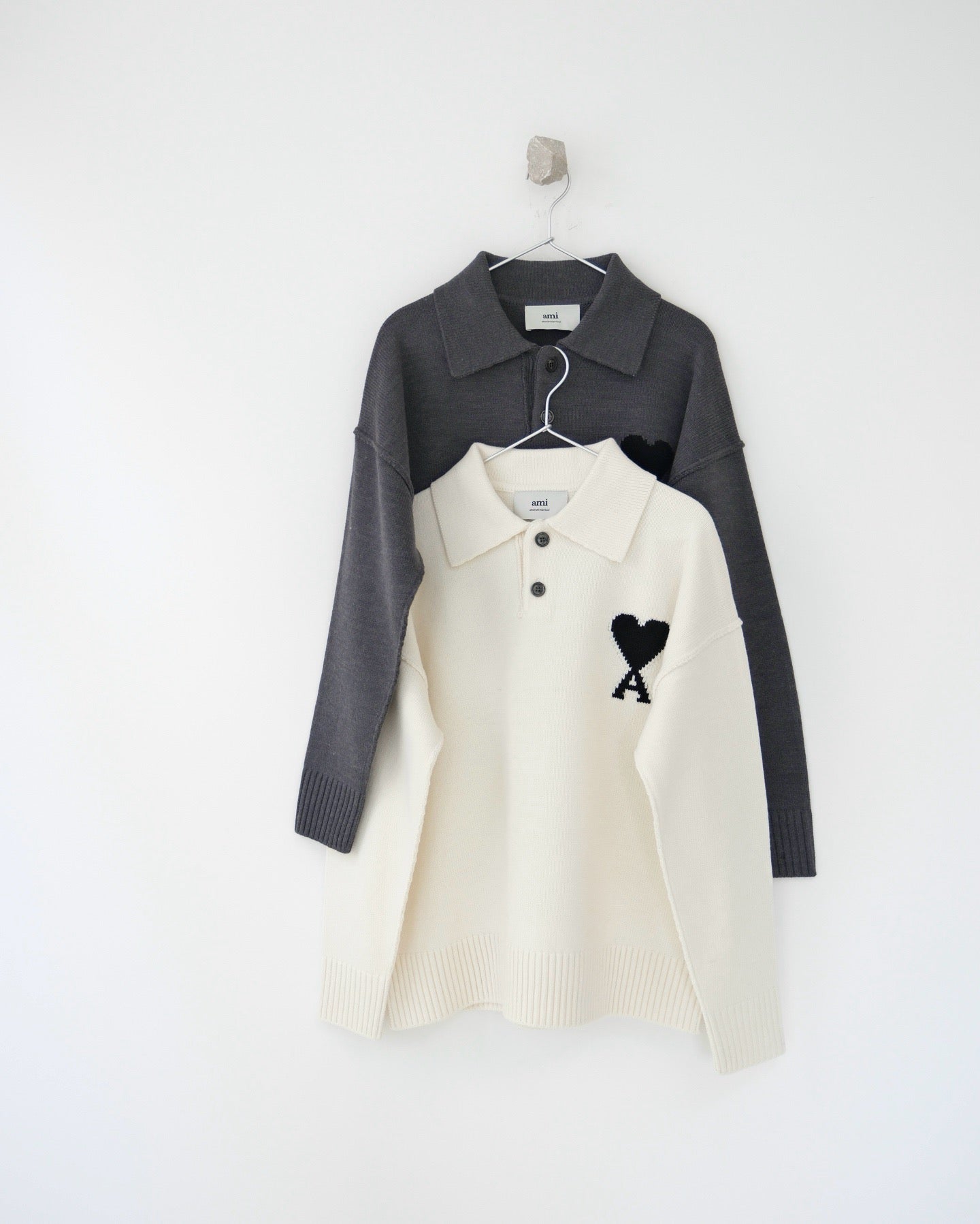 Ami羊毛料polo shirt