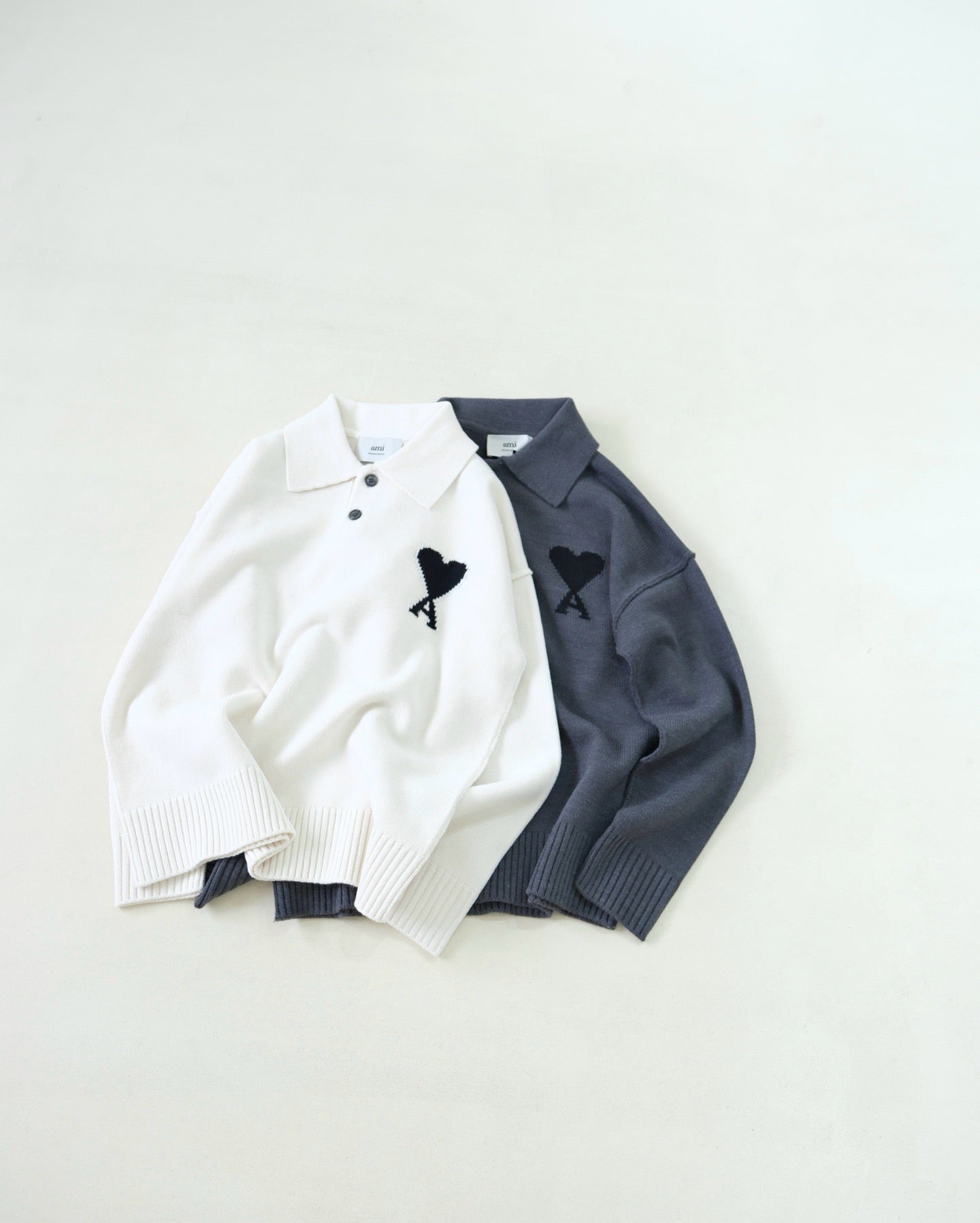 Ami羊毛料polo shirt