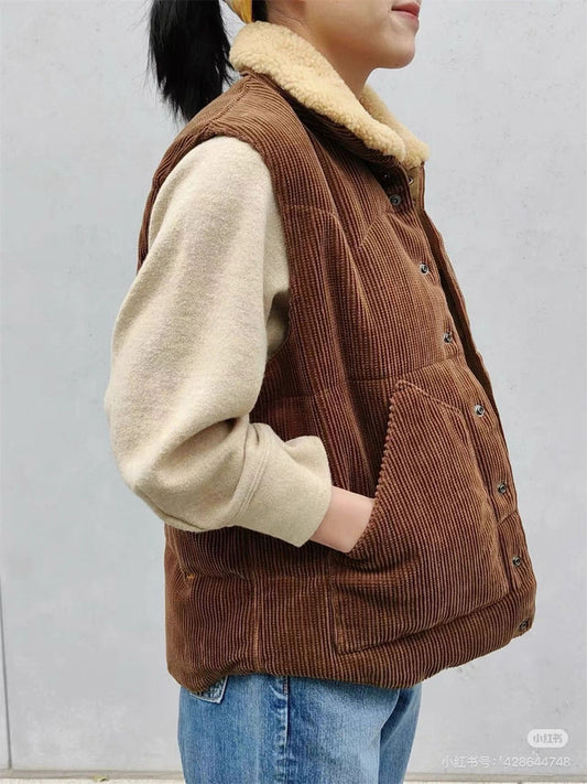 45R毛領灯芯絨背心