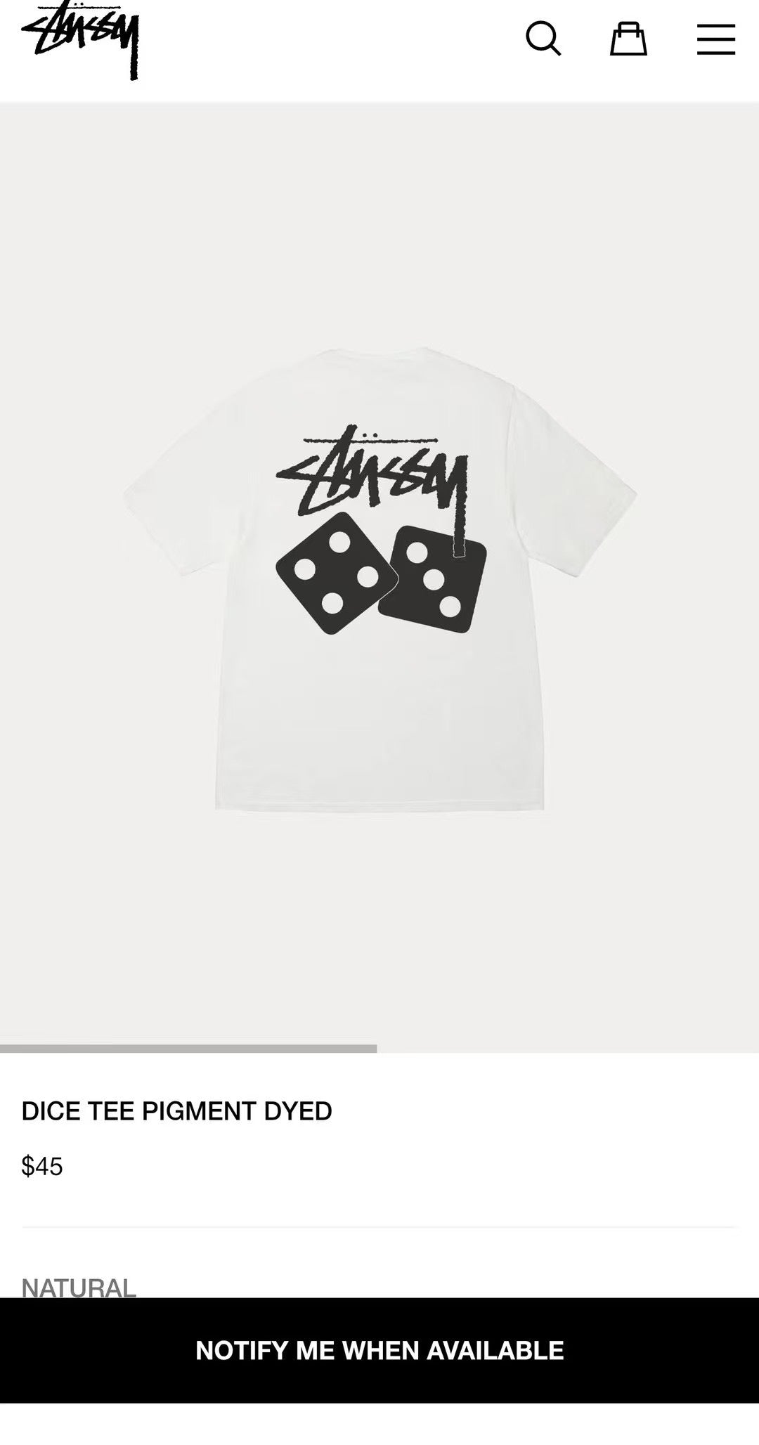Stussy骰子tee