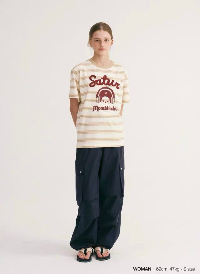 Satur x monchhichi 間條tee
