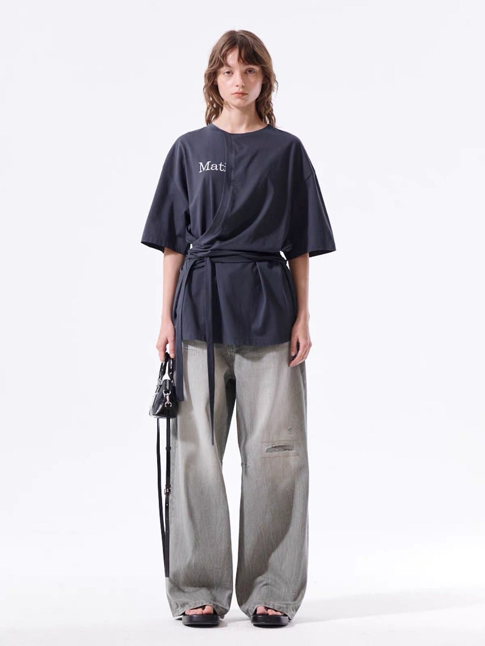 Matin Kim 不規則綁帶tee
