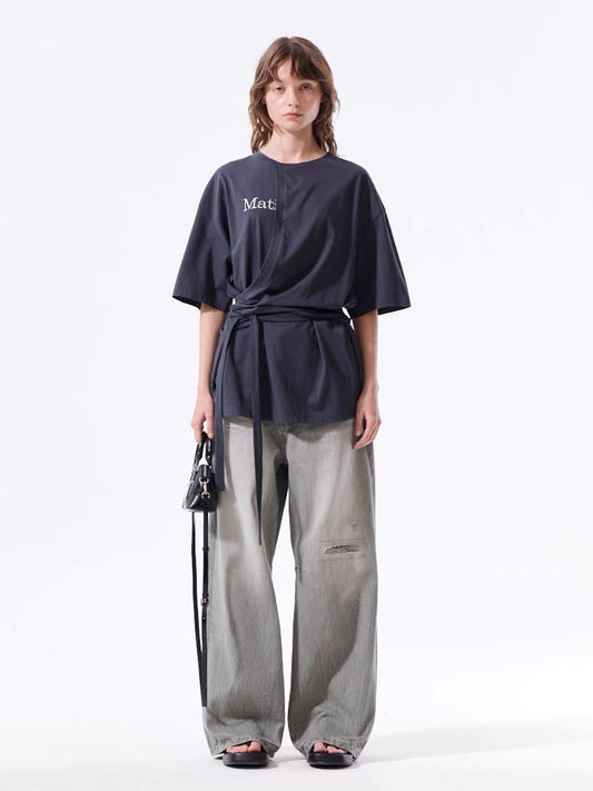 Matin Kim 不規則綁帶tee