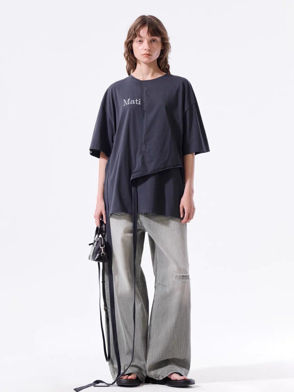 Matin Kim 不規則綁帶tee