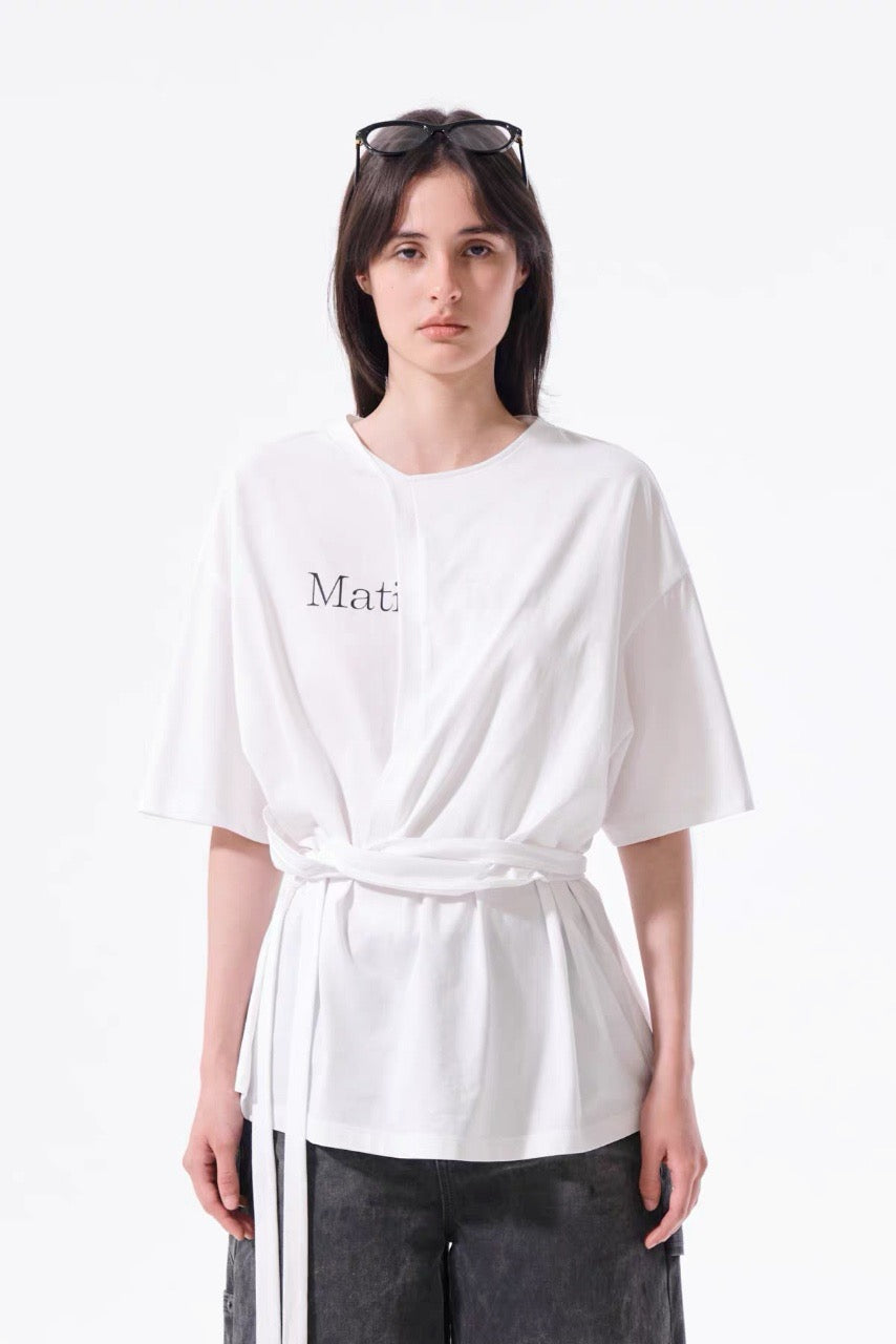 Matin Kim 不規則綁帶tee