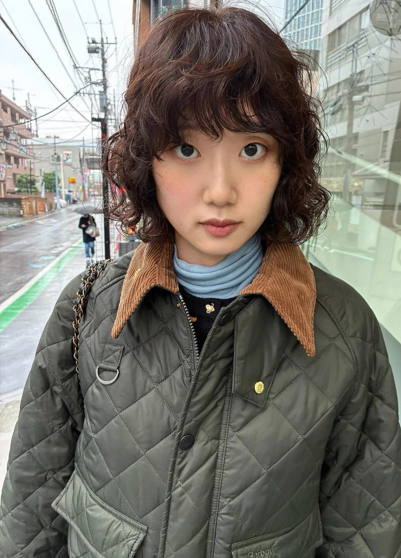 Barbour灯芯絨領夾棉外套
