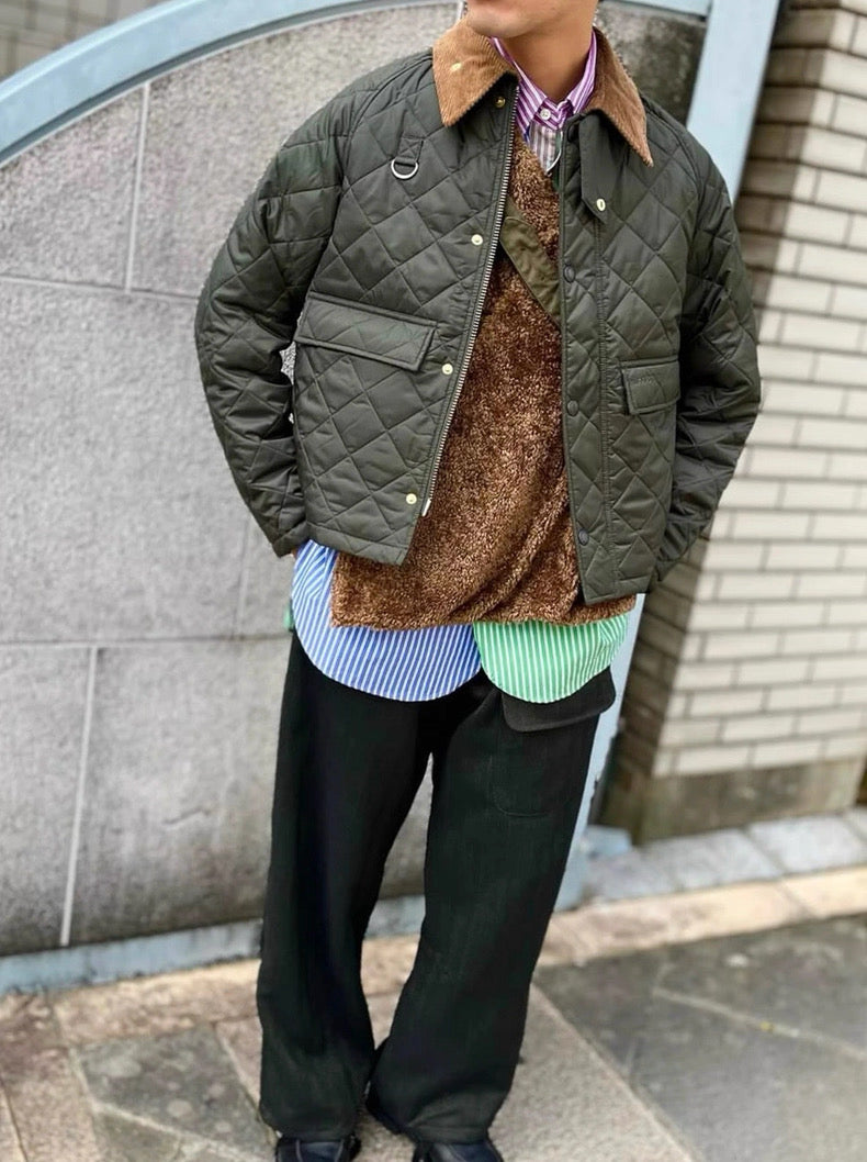 Barbour灯芯絨領夾棉外套