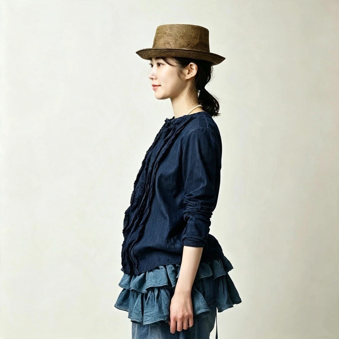 45R荷葉邊cardigan