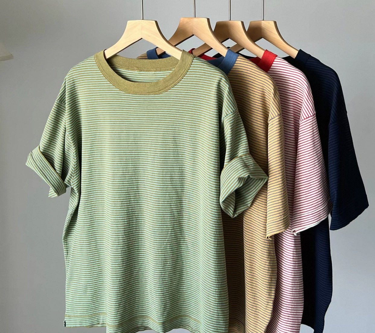 45R間條撞色pocket tee