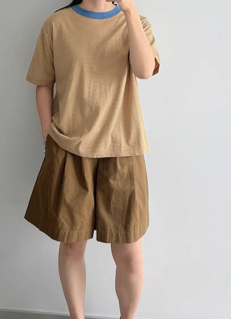 45R間條撞色pocket tee