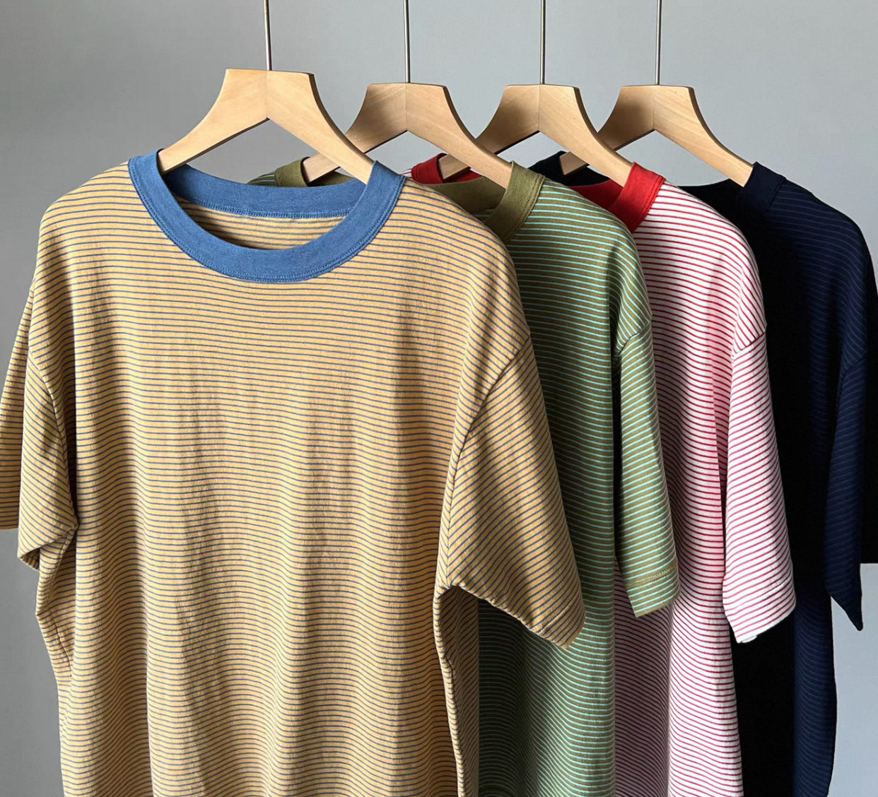45R間條撞色pocket tee