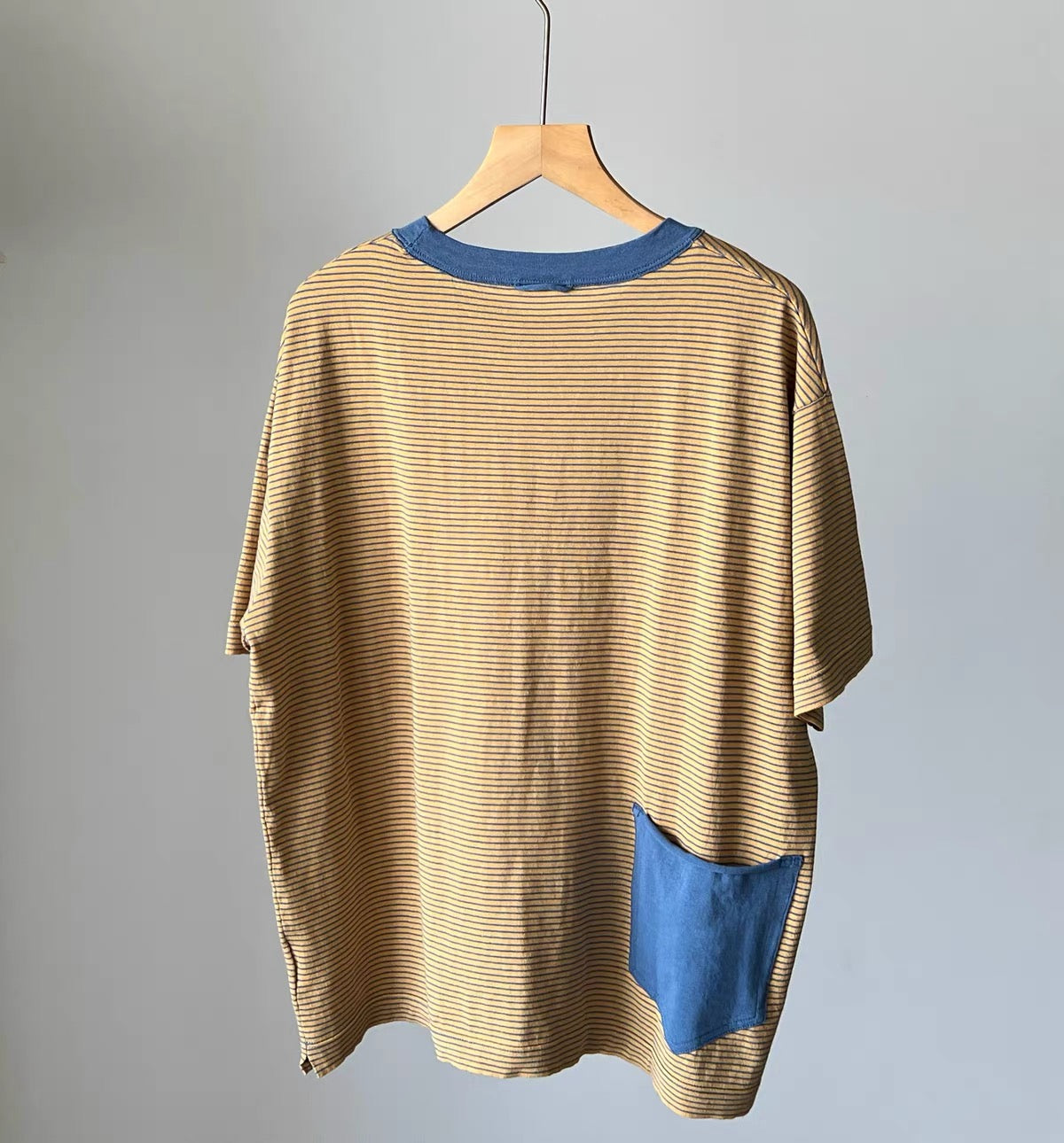 45R間條撞色pocket tee