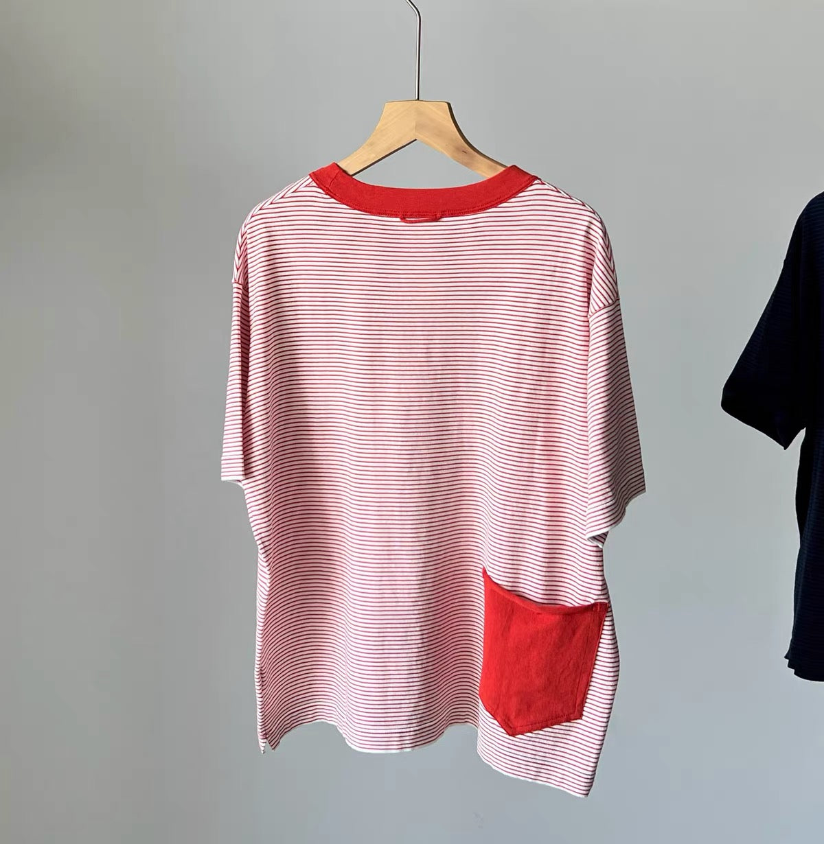 45R間條撞色pocket tee