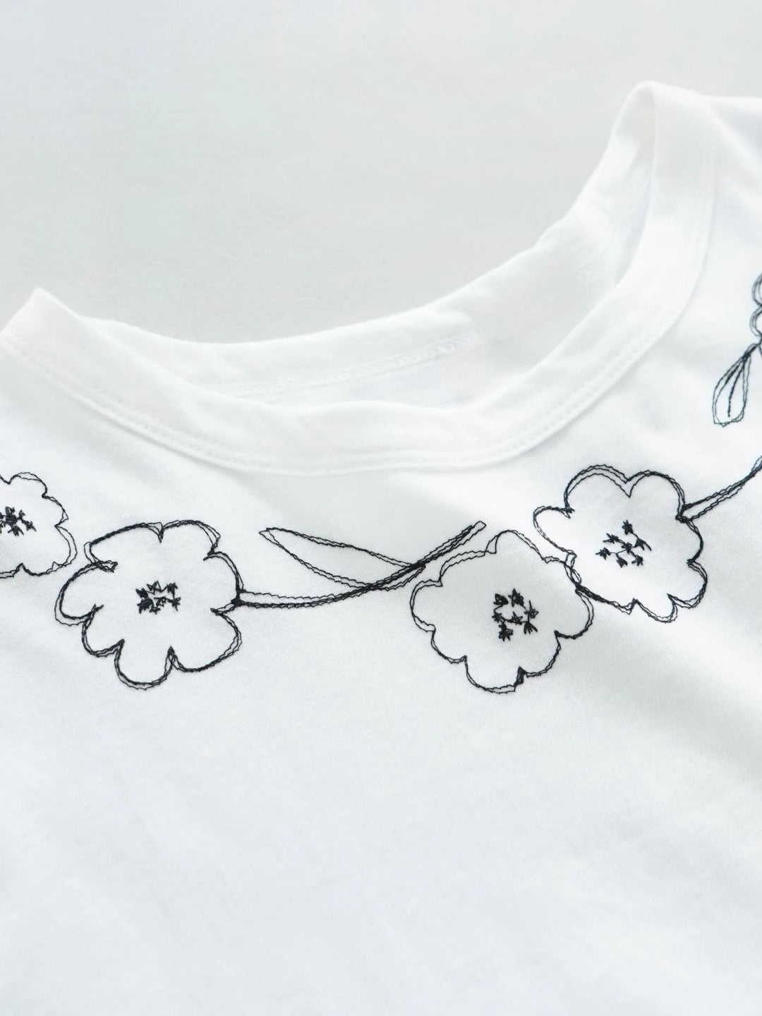 45R 花朵刺繡tee