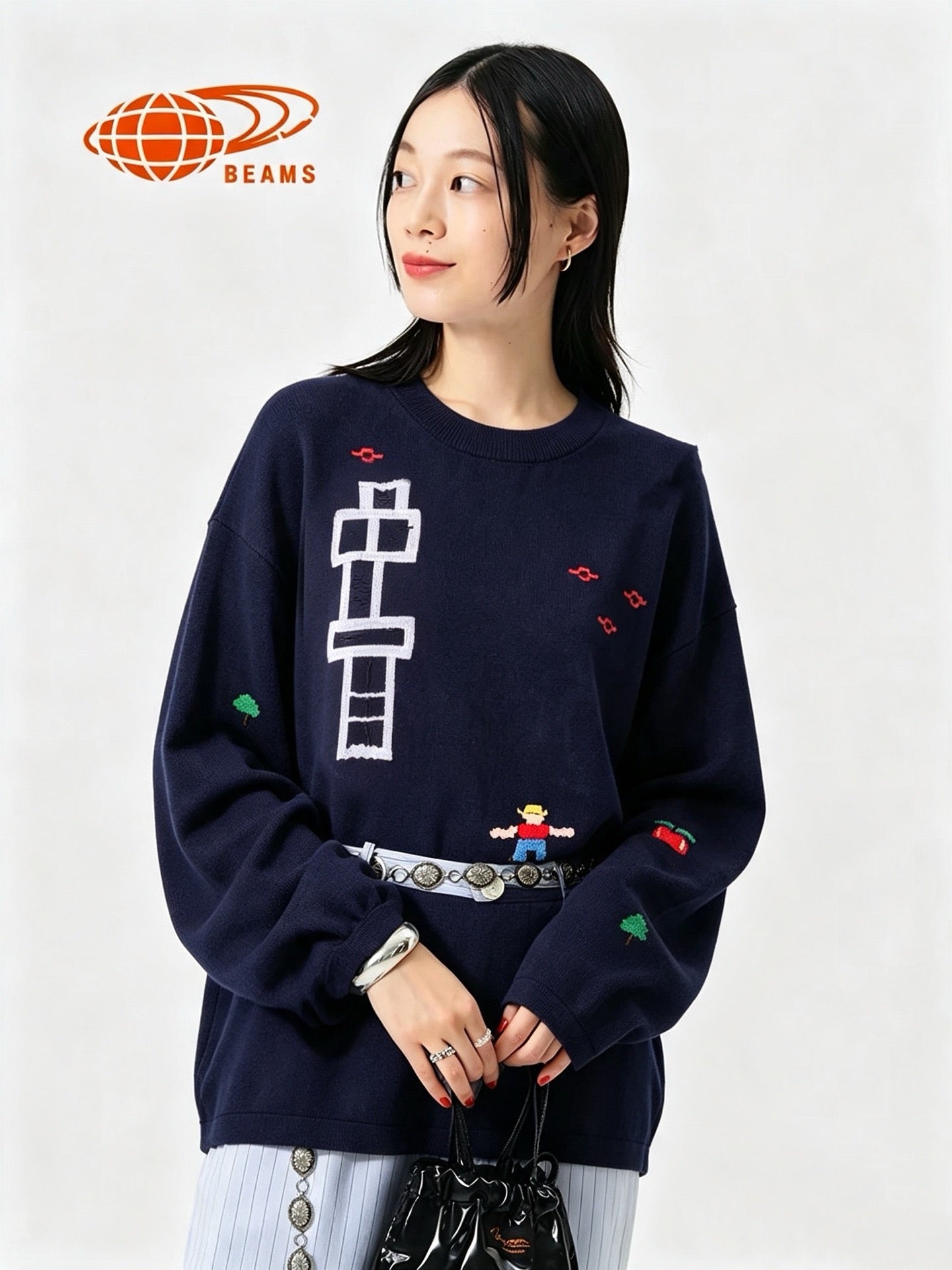 Beams boy刺繡長袖tee