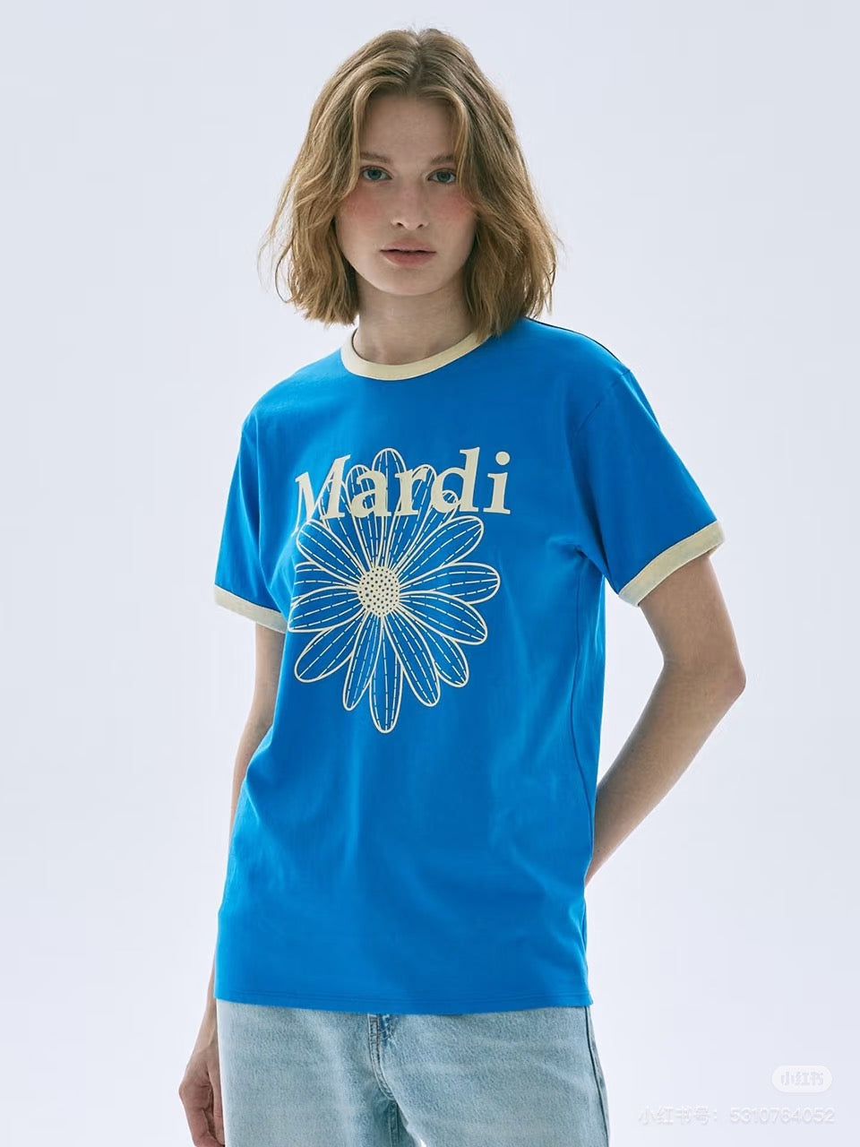 Mardi mercredi flower 撞色tee