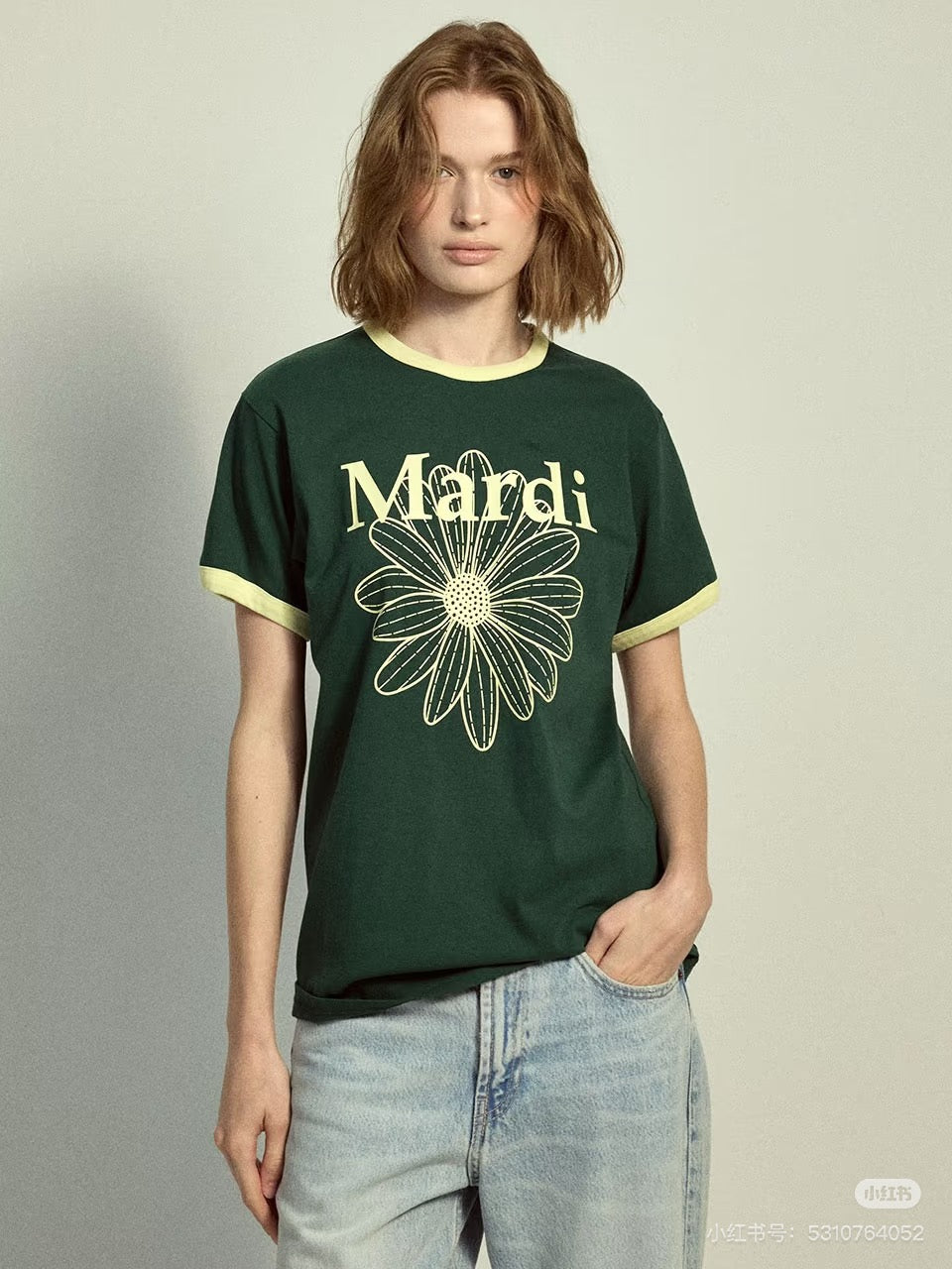 Mardi mercredi flower 撞色tee