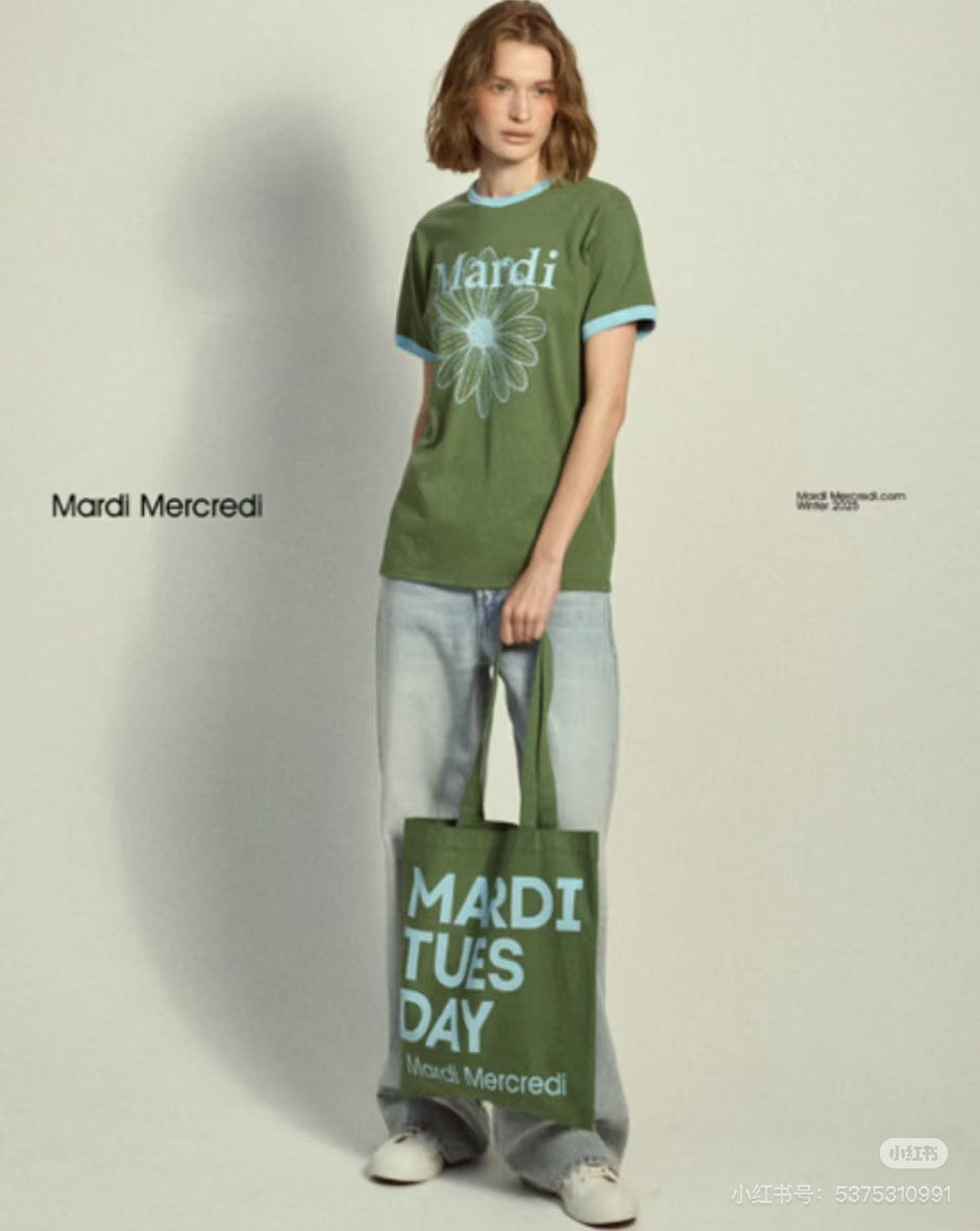 Mardi mercredi flower 撞色tee