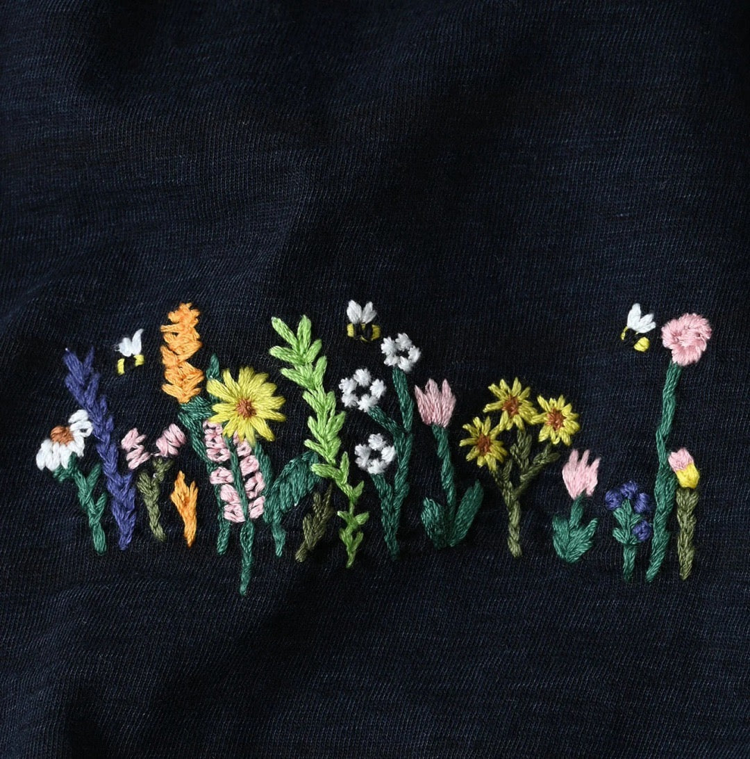 45R flower刺繡tee