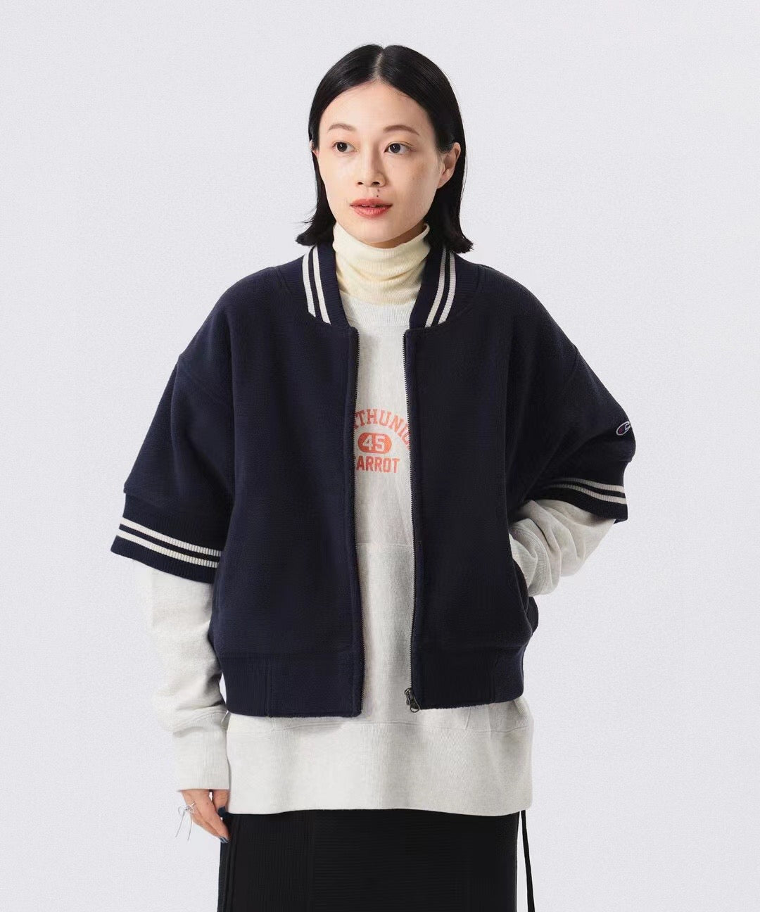 Beams 接拼5分袖捧球褸