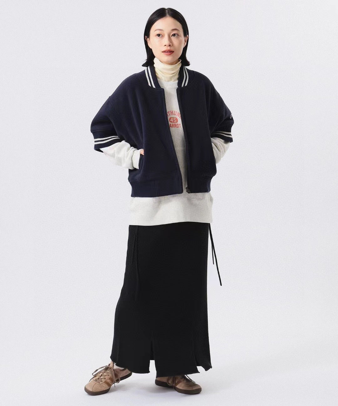 Beams 接拼5分袖捧球褸