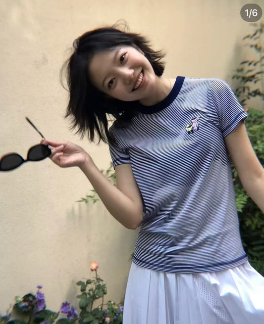 Lacoste間條tee