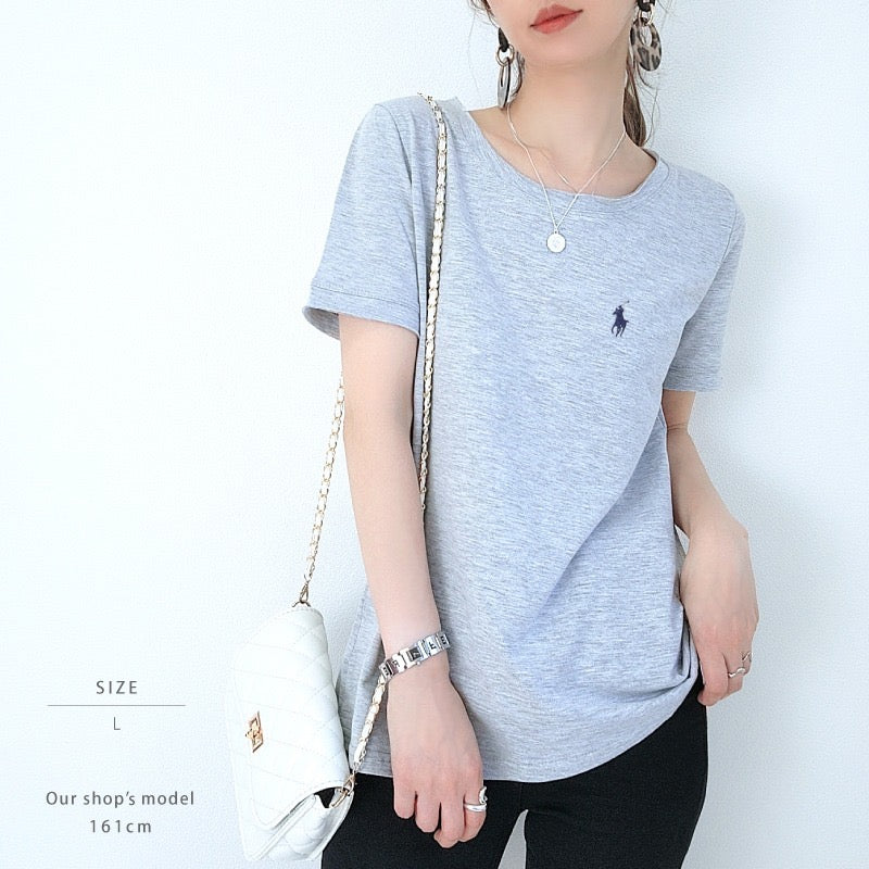Polo淨色logo tee