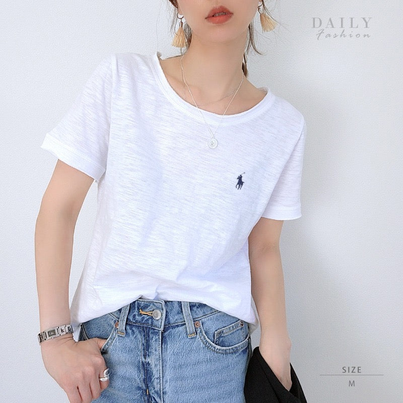 Polo淨色logo tee