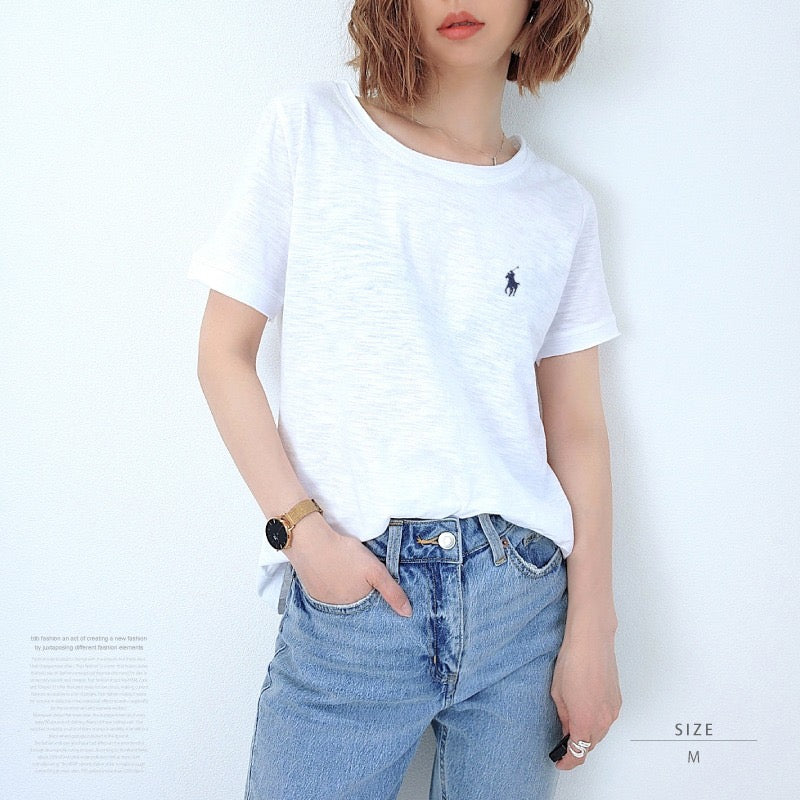 Polo淨色logo tee